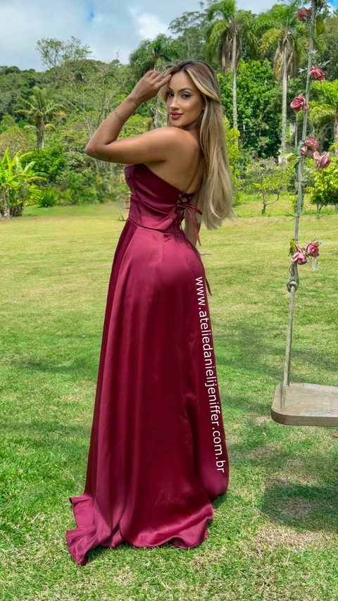 Vestido Longo Nay Marsala Tomara Que Caia Com Decote De Laço - comprar online