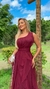 Vestido Mel Marsala Longo Alça Única Com Babado Vertical na internet