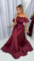 Vestido Babi Marsala Longo Ombro A Ombro Com Babado - ♡ Atelie Danieli Jeniffer |  Vestidos de Festa