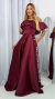 Vestido Babi Marsala Longo Ombro A Ombro Com Babado - comprar online