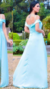 Vestido Azul Tiffany Ombro A Ombro Com Fenda Bel na internet