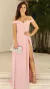Vestido Longo Rose Ombro A Ombro Com Fenda Bel