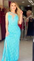 Vestido Ombro Só Sereia Com Fenda Azul Tiffany