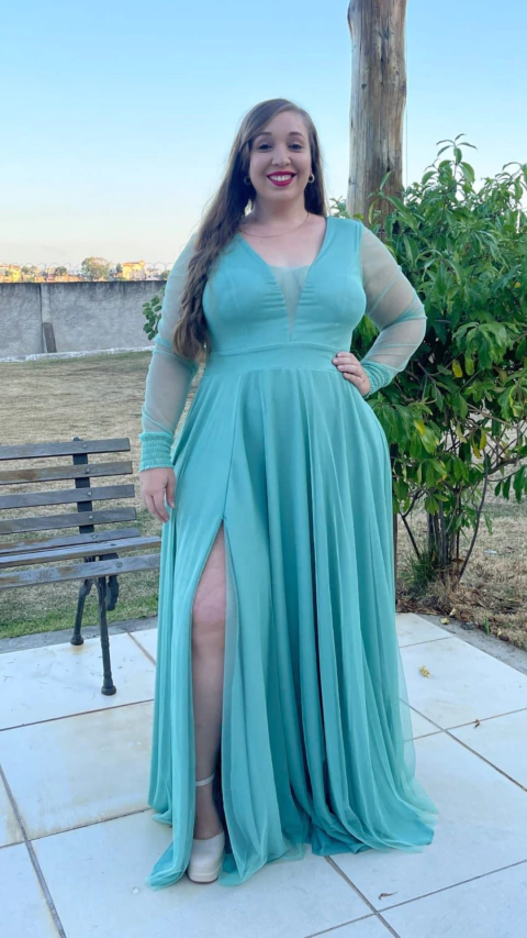 Vestido Longo Azul Tiffany Carol