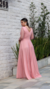 Vestido Longo Rose Madrinha Manga Longa Fenda - comprar online