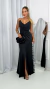 Vestido Longo Preto Alças De Brilho Com Fenda E Detalhe Na Cintura Vivi - ♡ Atelie Danieli Jeniffer |  Vestidos de Festa
