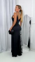 Vestido Longo Preto Alças De Brilho Com Fenda E Detalhe Na Cintura Vivi na internet