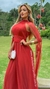 Vestido Lolla Longo Terracota Com Mangas Em Tule na internet