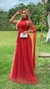 Vestido Lolla Longo Terracota Com Mangas Em Tule - loja online