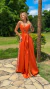 Vestido Longo Nay Terracota Tomara Que Caia Com Decote De Laço - loja online