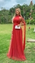 Vestido Lolla Longo Terracota Com Mangas Em Tule - comprar online