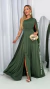 Vestido Longo Com Recortes Verde Oliva Alça Única Manga Solta E Fenda Mavi - comprar online