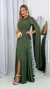 Vestido Longo Com Recortes Verde Oliva Alça Única Manga Solta E Fenda Mavi - loja online
