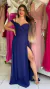 Vestido Ombro A Ombro Com Fenda Azul Marinho