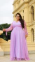 Vestido Longo Manga Longa Lilas Laço
