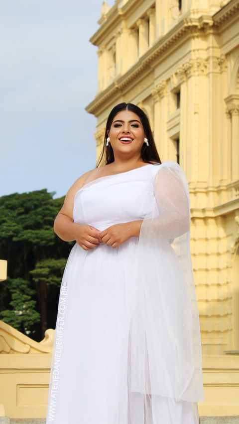 Vestido Longo Branco Rafa Alça Única Plus Size