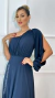 Vestido Longo Beatriz Azul Marinho Manga Nula Com abertura Lateral - comprar online