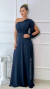 Vestido Longo Beatriz Azul Marinho Manga Nula Com abertura Lateral - ♡ Atelie Danieli Jeniffer |  Vestidos de Festa