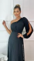 Vestido Longo Beatriz Preto Manga Nula Com Abertura Lateral - comprar online