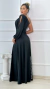 Vestido Longo Beatriz Preto Manga Nula Com Abertura Lateral - loja online