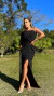 Vestido Longo Preto Bianca Manga Nula Com Lateral E Fenda