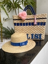 kit bolsa marinho e rosa + chapéu palha natural