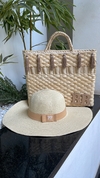 kit bolsa M FRANJAS bege+ chapéu aba longa