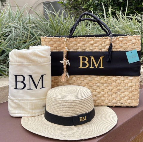 kit completo bolsa faixa + toalha + chapeu Paris 1