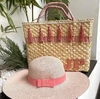 kit bolsa M FRANJAS+ chapéu aba longa rosê