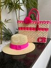 kit bolsa + chapéu PANAMÁ rosa neon