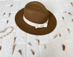 Imagem do Chapéu Panamá Marrom com 1 faixa personalizada