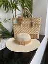 kit bolsa bege + chapéu aba longa
