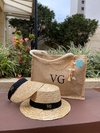 kit bolsa juta+ chapeu paris+ visieira