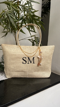 bolsa de praia bege personalizada
