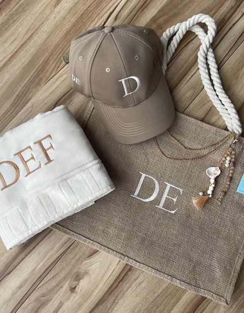 kit bolsa juta + toalha + boné - comprar online