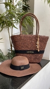 kit bolsa paris + chapéu aba longa marrom