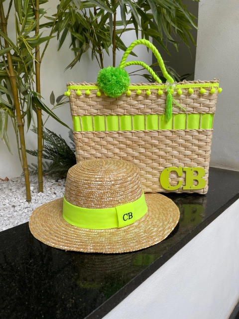 kit bolsa M + chapéu paris 2.0 verde neon