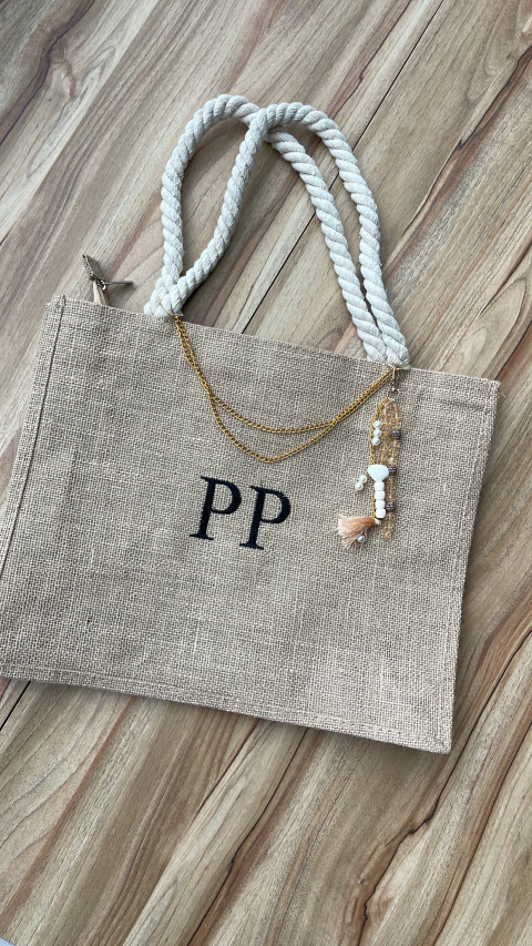 BOLSA PRAIA JUTA PERSONALIZADA letra preta - comprar online