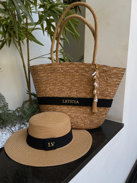 kit bolsa paris + chapeu paris 1.0 caramelo