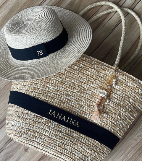 kit bolsa paris+chapeu paris 1.0 faixa preta