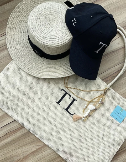 kit bolsa de praia personalizada + chapéu + boné personalizado - comprar online