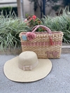 kit bolsa rosê + chapéu aba longa