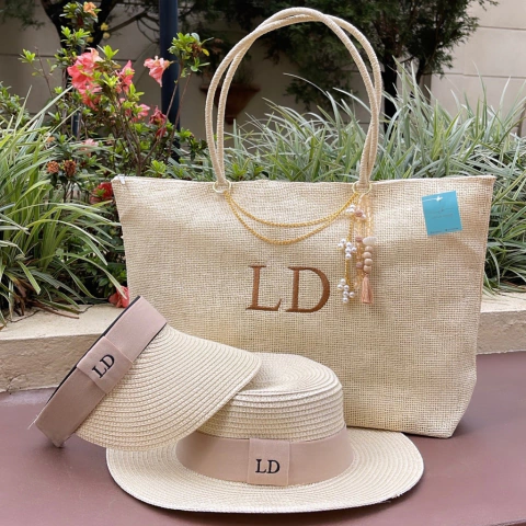 kit completo: bolsa + chapéu + viseira