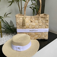 kit bolsa bloco + chapéu Paris 1.0 branco