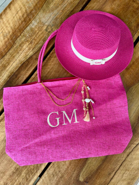 kit bolsa de praia + chapeu Paris 1.0 PINK