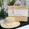 kit bolsa faixa + chapéu Paris 1.0 off com rosa