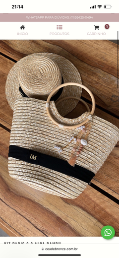 kit bolsa alca bambu+ chapeu+viseira