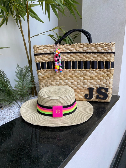 kit bolsa preto bolinhas + chapéu paris 1.0