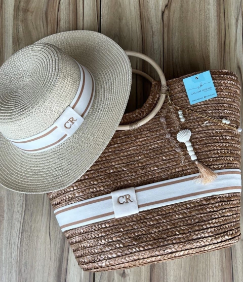 kit bolsa alça bambu + chapéu paris 1.0 - comprar online