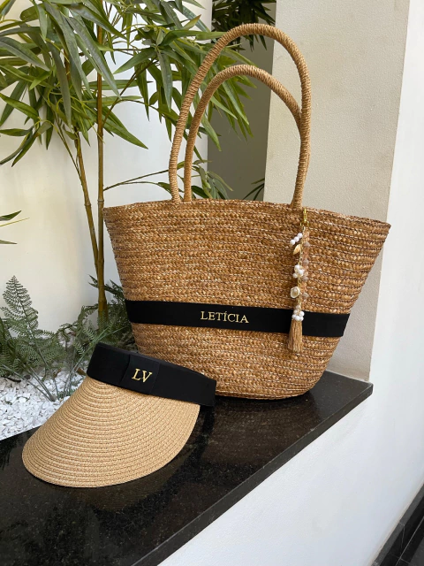 kit bolsa de praia Paris 2.0 + viseira caramelo